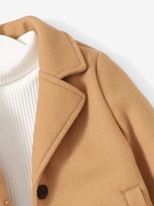 SHEIN Baby Lapel Neck Pocket Patched Coat Without Tee - Brown - View 3