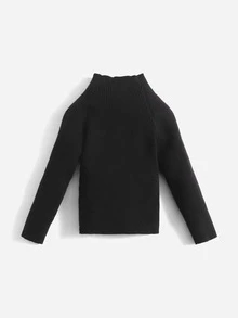 SHEIN Bebé Jersey de cuello alto de manga raglán - Negro - Ver 2