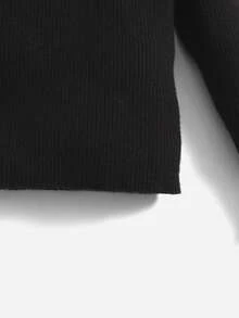 SHEIN Bebé Jersey de cuello alto de manga raglán - Negro - Ver 4