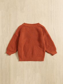 SHEIN Baby Dual Pocket Drop Shoulder Cardigan - Rust Brown - View 2