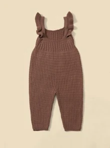 SHEIN Bebé 1 pieza Mono ribete con fruncido de tira tejido