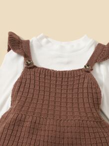 SHEIN Bebé 1 pieza Mono ribete con fruncido de tira tejido