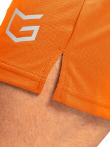 G Gradual 男友风男式图案印花拉链口袋开衩下摆运动短裤 - 橘色 - 查看 6