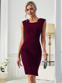 MIUSOL Cổ không đối xứng Khóa kéo phía sau Quần bó - Màu Tím - Xem 4