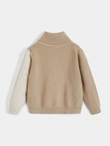 SHEIN 小男童撞色高領套頭毛衣 - 彩色 - 查看 2