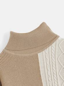 SHEIN 小男童撞色高領套頭毛衣 - 彩色 - 查看 3