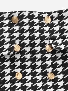 SHEIN 嬰兒泡泡袖T恤和千鳥格印花假鈕扣半身裙 - 黑色 - 查看 3