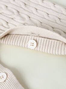 Baby Cable Knit Jumpsuit - Beige - View 3