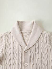 Baby Cable Knit Jumpsuit - Beige - View 6