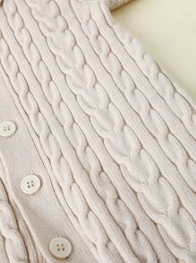 Baby Cable Knit Jumpsuit - Beige - View 4