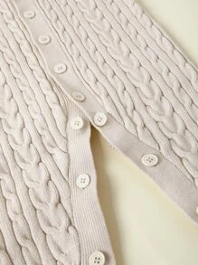 Baby Cable Knit Jumpsuit - Beige - View 7