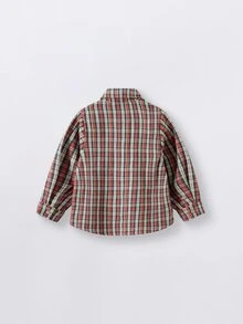 Yierying 小男童補丁貼口袋格紋襯衫