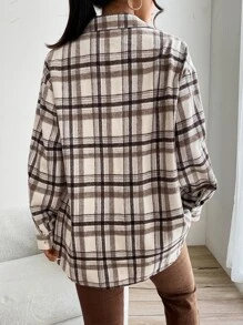 SHEIN EZwear Plaid Print Drop Shoulder Coat - Multicolor - View 2