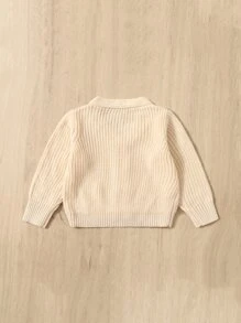 SHEIN Baby Single Breasted Cardigan - Beige - View 2