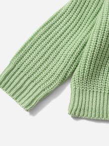SHEIN Baby Turtleneck Drop Shoulder Jumper - Lime Green - View 3