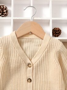 SHEIN Baby Single Breasted Cardigan - Beige - View 3