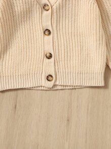 SHEIN Baby Single Breasted Cardigan - Beige - View 4
