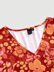 SHEIN MOD 印花喇叭袖洋裝 - 彩色 - 查看 4