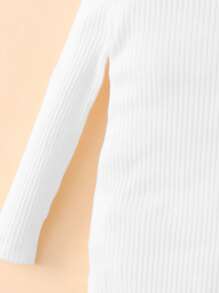 Baby Girl Rib-Knit Turtleneck Bodysuit - White - View 3