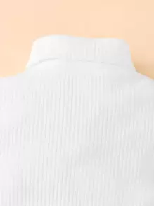 Baby Girl Rib-Knit Turtleneck Bodysuit - White - View 4