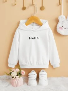 SHEIN Áo nỉ in chữ cho bé gái - trắng - Xem 1