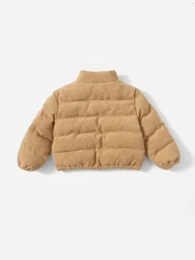Abrigo acolchado con cremallera para niña bebé - Caqui - Ver 2