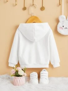 SHEIN Áo nỉ in chữ cho bé gái - trắng - Xem 2
