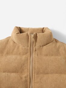 Abrigo acolchado con cremallera para niña bebé - Caqui - Ver 3