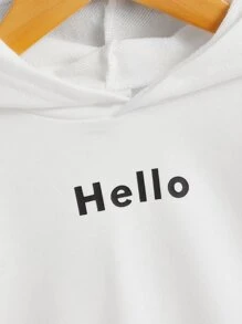 SHEIN Áo nỉ in chữ cho bé gái - trắng - Xem 3