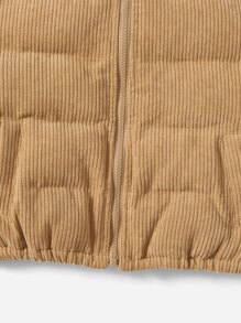 Abrigo acolchado con cremallera para niña bebé - Caqui - Ver 4