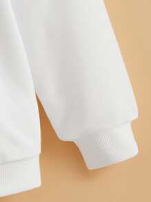 SHEIN Áo nỉ in chữ cho bé gái - trắng - Xem 4