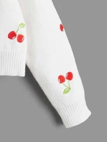 SHEIN Niñas Cárdigan con patrón de cereza - Blanco - Ver 4