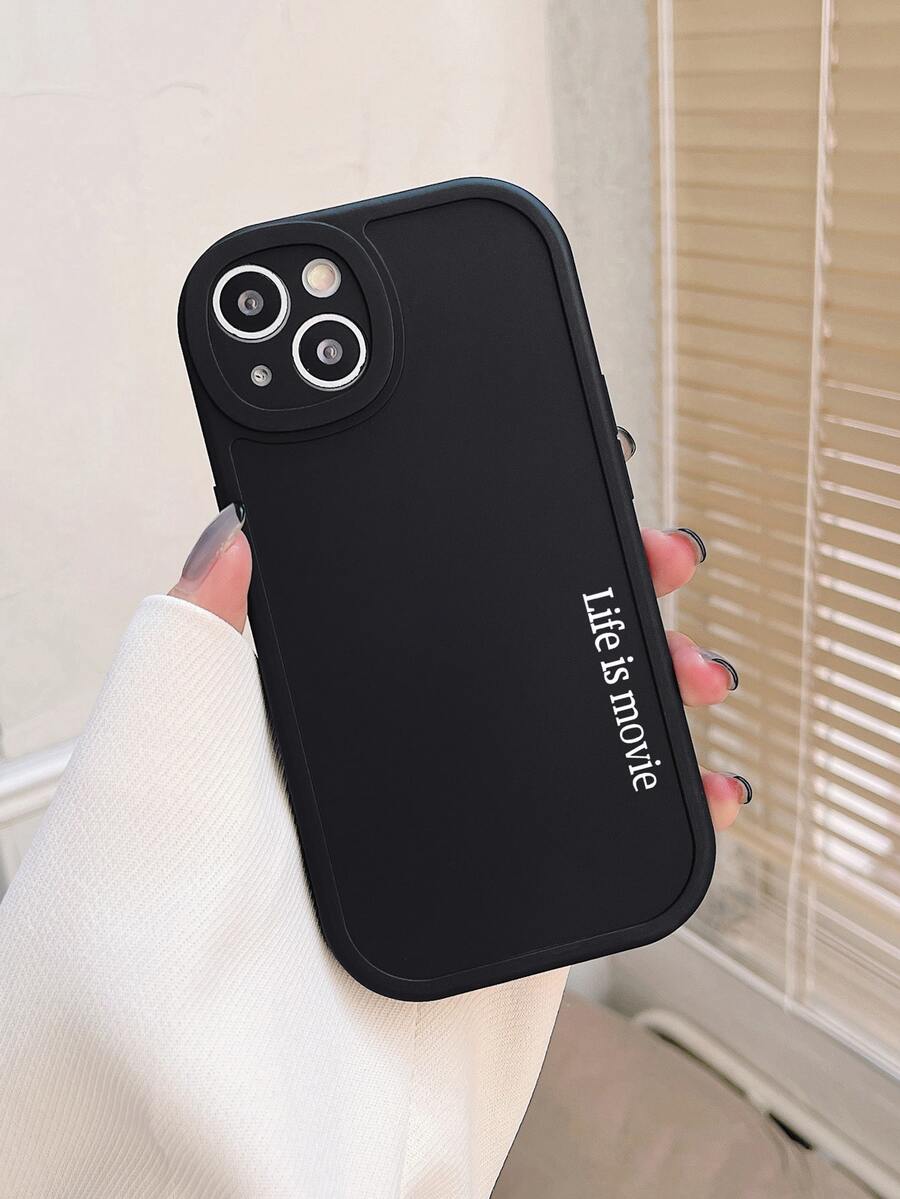 Funda para móvil con estampado de letra - Negro - Ver 1