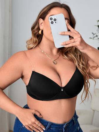 Plus Clear Strap Underwire Bra