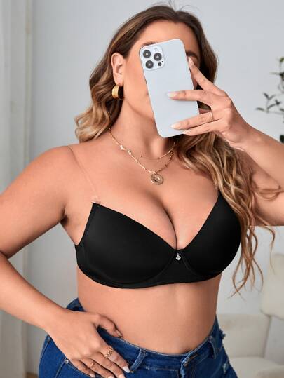 Plus Clear Strap Underwire Bra