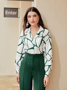 Modelyn 图案印花衬衫和前缝裤两件套