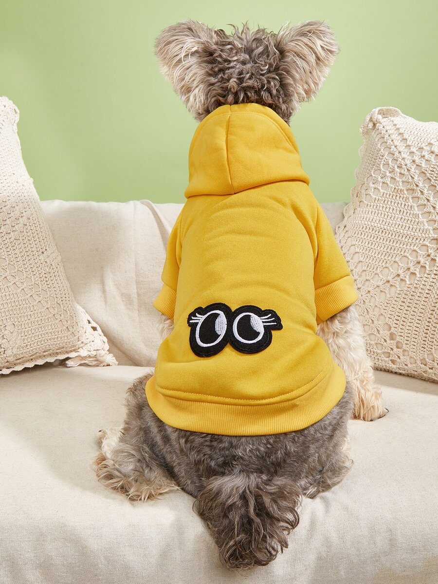 Cute Eye Print Pet Hoodie - Yellow - View 1