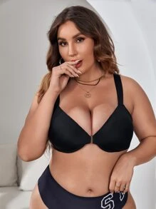 Plus Solid Underwire Bra - Black - View 1