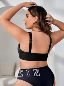 Plus Solid Underwire Bra - Black - View 2