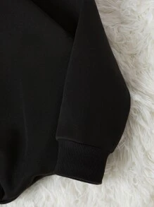 SHEIN EZwear 字母和小狗印花加絨內裏運動衫