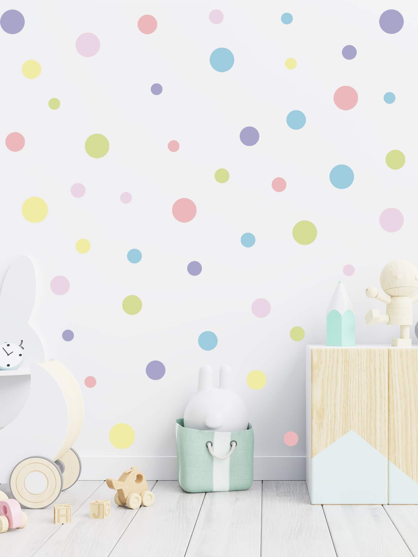 1pc Polka Dot Pattern Wall Sticker - Multicolor - View 1