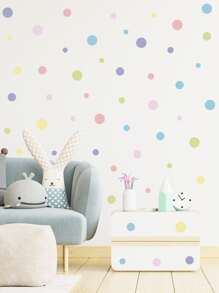 1pc Polka Dot Pattern Wall Sticker - Multicolor - View 2