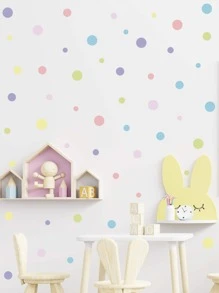 1pc Polka Dot Pattern Wall Sticker - Multicolor - View 4