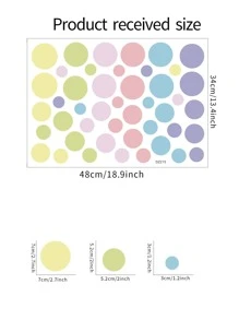 1pc Polka Dot Pattern Wall Sticker - Multicolor - View 6