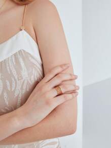 MOTF PREMIUM Nhẫn Khối Zirconia  Trang trí - Vàng - Xem 4