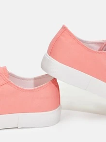 Lace-up Front Canvas Shoes - Pink - View 5