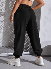 SHEIN EZwear 大碼翻蓋口袋工裝褲不附腰帶