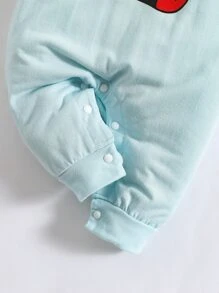 男嬰卡通圖案T恤連體褲和帽 - 薄荷藍 - 查看 5