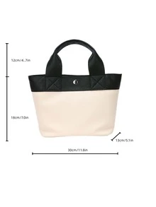 CONTAINEVERY Colourblock Lychee Embossed Top Handle Bag - Black and White - View 3