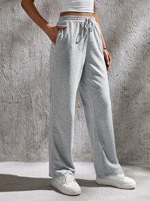 SHEIN Tall 腰部抽繩衛褲 - 灰色 - 查看 4
